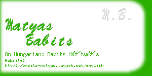 matyas babits business card